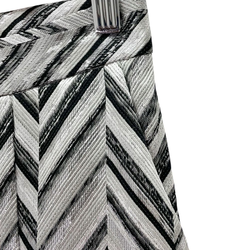 Lulus Creative Thinking Pants M Silver Black Metallic Chevron High Rise Ankle - Picture 9 of 16